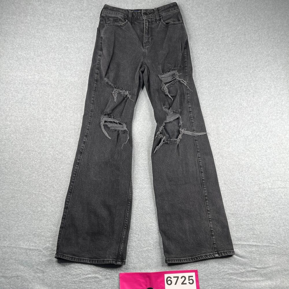 Hollister Denim Jeans High Rise Vintage Baggy Womens Size 0R Black Distressed